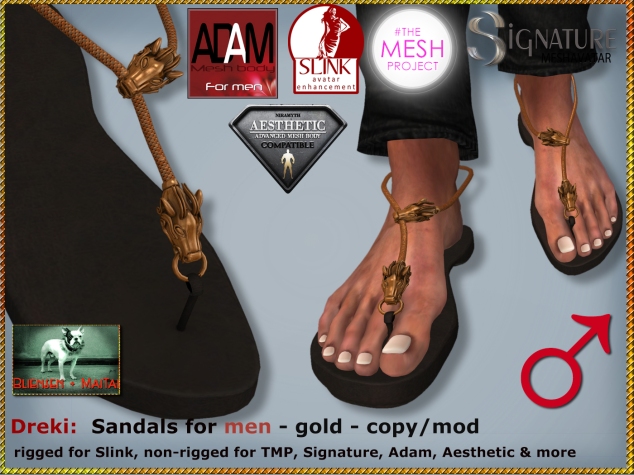 Bliensen - Dreki - Sandals for Men - gold