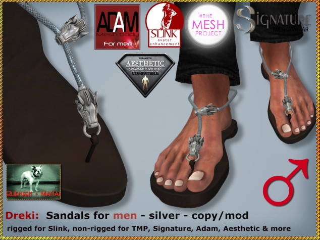 Bliensen - Dreki - Sandals for Men - silver